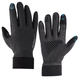 Fjquamitix Warm Winter Gloves for Men and Woman,Touch Screen Waterproof Anti-Slip Gloves,Milk Silk Fabric Thermal Gloves for Running Hiking Cycling Driving (Grey, L)