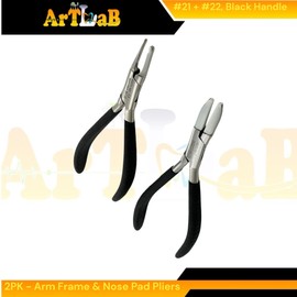 Optical Pliers for Adjusting and Bending Eyeglasses Arms & Frames & Nose Pad Applying Pliers | Black Grip Handle | German Stainless Steel Eyewear Adjusting Pliers (Black-#21+#22 (Set of 2))