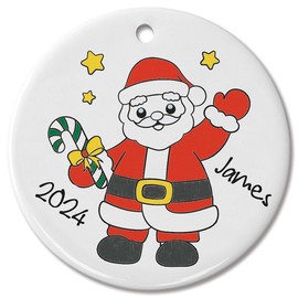 Lillian Vernon Color Your Own Ornaments - Santa, Christmas Activities, Porcelain Crafts, Holiday, 2.25" Diameter, Gifts