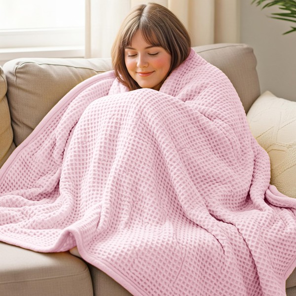 THREAD SPREAD 100% Cotton Waffle Blanket Queen Size - Soft