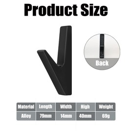 Pack of 4 Coat Hooks, Black, Matt Coat Hooks, Coat Hooks, Matt Black, Wall Hooks, Concealed Screws, Coat Hooks, Coat Hooks, for Kitchens, Bathrooms and Hallways