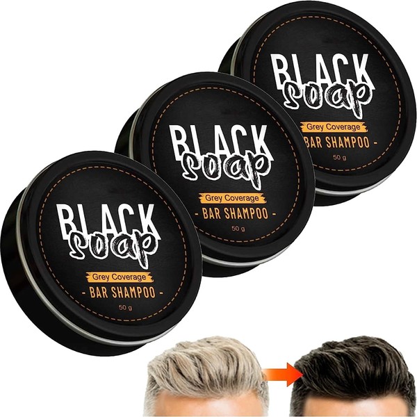 Pack of 3 Grey Shine Soap, Natural Hair Soap for Grey Hair, Hair Blackout Solid Shampoo, Grey Shine Hair Revitalisable for Men