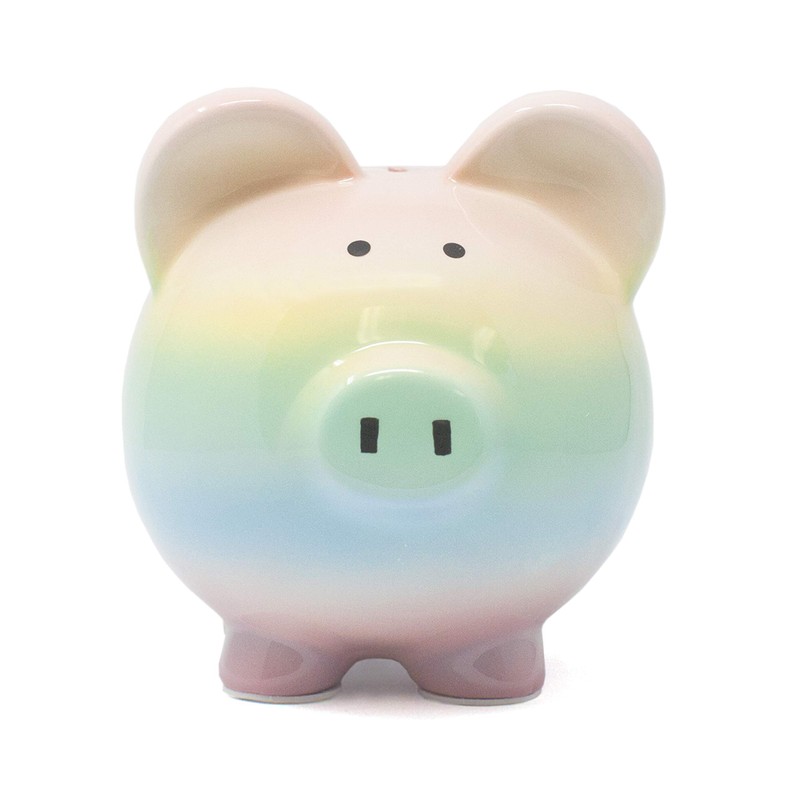 Child to Cherish Ombre Ceramic Piggy Bank, Rainbow