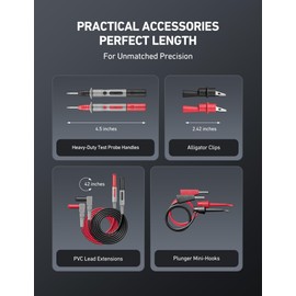AstroAI 8Pcs Multimeter Test Leads Set with Alligator Clips, Plunger Mini Hooks and Test Probes 1000V 10A CAT III & CAT IV 600V for Fluke, KAIWEETS, INNOVA Multimeter, Voltmeter, Clamp Meter