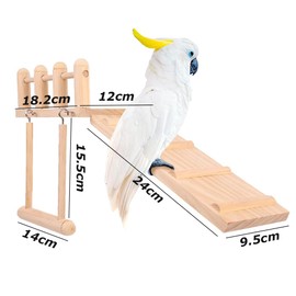 Wooden Bird Swing with Climbing Ladder, Sturdy Parakeet Cage Accessory, Playing Gyms Exercise Stands for Green Cheeks Lovebird Chinchilla Budgie