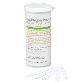 Free Chlorine Water Test 0-1000ppm (100 Strips), High Range