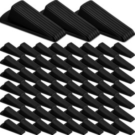 Frienda 60 Pcs Door Stoppers Bulk Rubber Door Stop Wedge Door Stopper for Bottom of Door Sturdy Door Stop for Heavy Duty Door Bottom Carpet Tile Concrete Wooden Floor (Black)