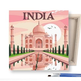 DIY Canvas Painting 25x25cm Landmark India Taj Mahal / DIY캔버스형 그림그리기 25x25cm 랜드마크 인도 타지마할