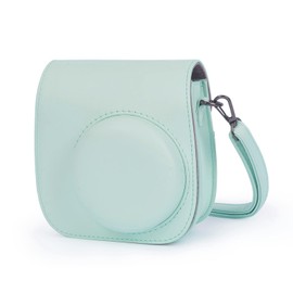 Phetium Instant Mini 12 Camera Protective Case Compatible with Instax Mini 12 11,PU Leather Bag with Pocket and Adjustable Shoulder Strap (Mint Green)