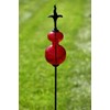 Colored Blown Glass Garden Stake with Cast Iron Finial on