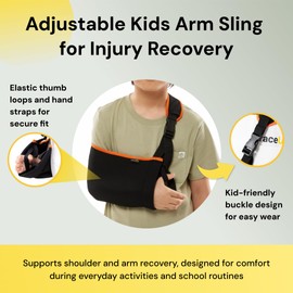 BraceUP Arm Sling for Kids - Comfortable Adjustable Support for Children, Arm Support, Easy On/Off Design (3.5-5 feet tall)