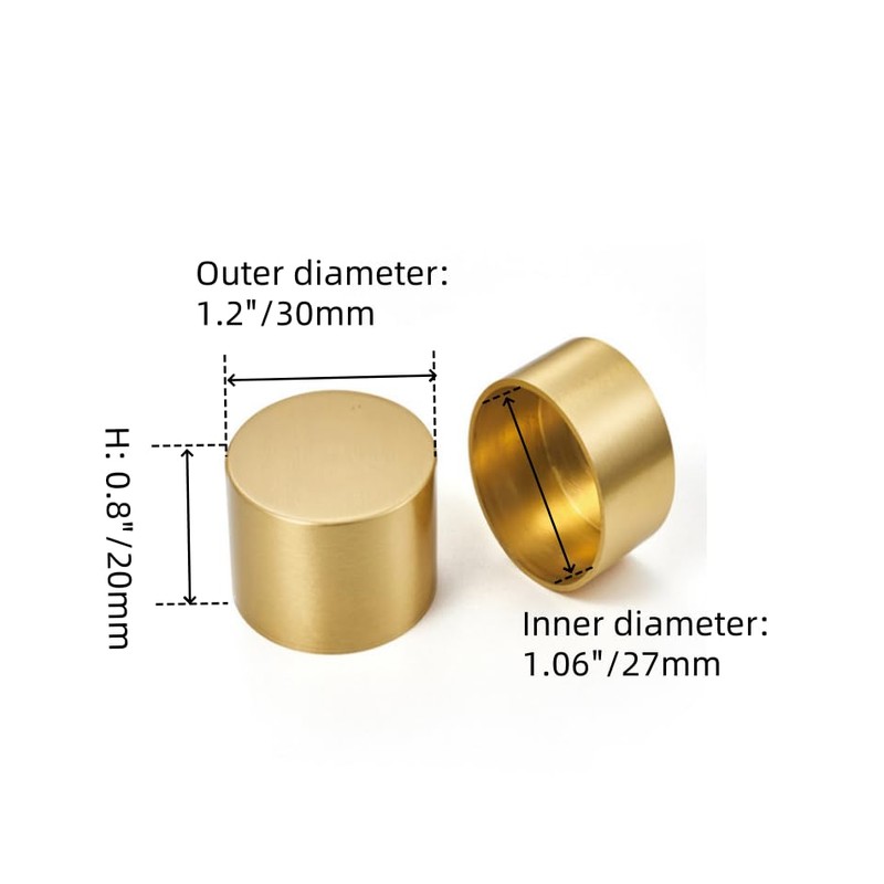 FarBoat 4pcs 1-inch Mini Gold Furniture Leg Bottom Cover Brass