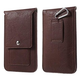 DFV mobile - Belt Case Cover Premium Synthetic Leather Vertical and Card Slots for Doogee HOMTOM Zoji Z9 (2018) - Brown