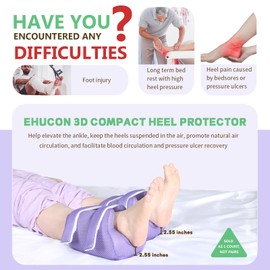 Ehucon Heel Protector Bed Sore Pillow Cushion for Pressure Sores,Heel Protection Foot Wedge Pillow for Bedridden Patients Supplies, Ankle Pillow Heel Protectors for Heel Pain