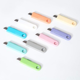 Mini Retractable Utility Knife U-shaped Box Cutters Plastic Letter Opener for Box Letter Envelope cutter package opener tool Carton Portable Cutter, 9 Colors Courier knives pocket knife