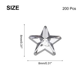 MECCANIXITY 200PCS Acrylic Star Rhinestone 8x8mm Flat Back Plastic Gems Jewelry Stickers for Craft Bead Face Painting Costume Jewelry Making, White