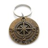 Custom Bronze Compass Keychain with Engraved Disc for Couples or
