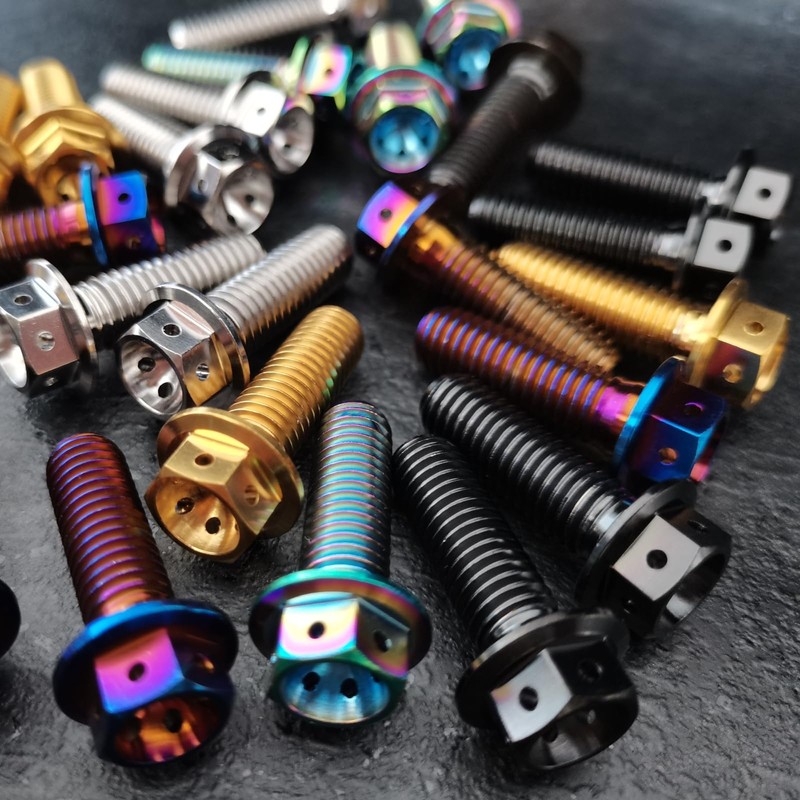 RISON Titanium Bolts Titanium Flange Hex Head Bolts Burnt Blue