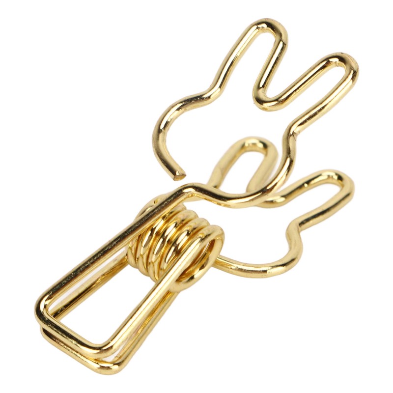 100pcs Binder Clips Cute Cartoon Rabbit Shape Metal Hollowed Long