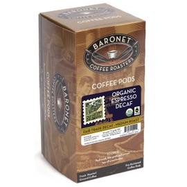 Baronet Coffee Organic ESE Espresso Pods - Decaf Roast - 3 Boxes of 18 Single Serve Espresso Pods – 54 Count, 7.2 Grams - Individually Wrapped for Freshness - Rich, Traditional Flavor