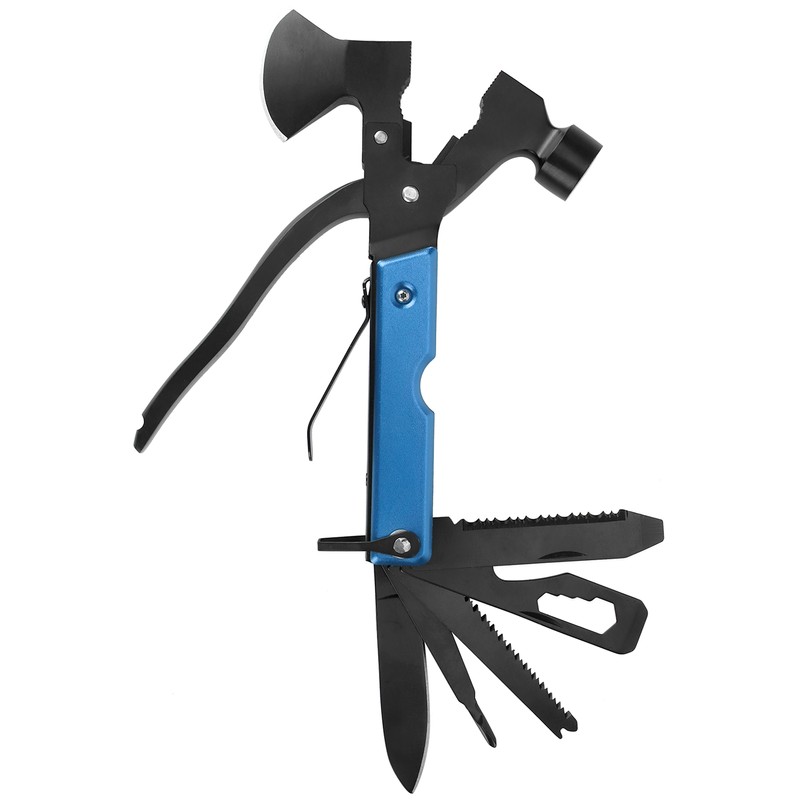 15In1 Axe Hammer MultiFunctional Camping Survival Screwdrivers Pliers Bottle Opener(Blue