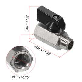 PATIKIL 1/4 NPT Ball Valve Ball Valve Brass Mini Ball Valve for NPT Female to Male Shut-off Valve Pipe Coupler Connector Black