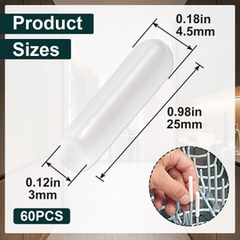 OIIKI 60 PCS Universal Dishwasher Rack Tine Prong Repair End Cover Caps, Flexible Vinyl Extra Long 1 inch Anti-Slip Round Tips, White