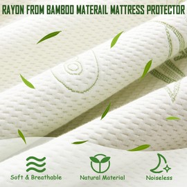 King Size Waterproof Mattress Protector, Premium Cooling Viscose from Bamboo Mattress Pad, Breathable, Noiseless, Cooling & Machine-Washable Bed Cover with 21" Deep Pocket