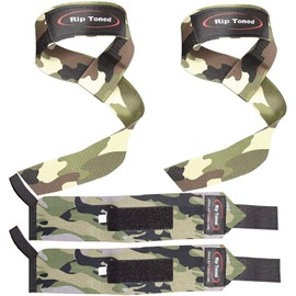 Rip Toned Lifting Straps + 13-inch Wrist Wraps Bundle (1 Pair of Each) for Weightlifting, Workout, Gym, Powerlifting, Bodybuilding