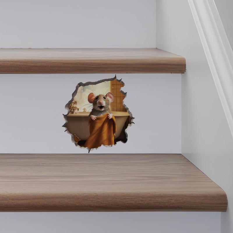 Bathroom Towel Mouse Wall Hole Decal - Wall Sticker with