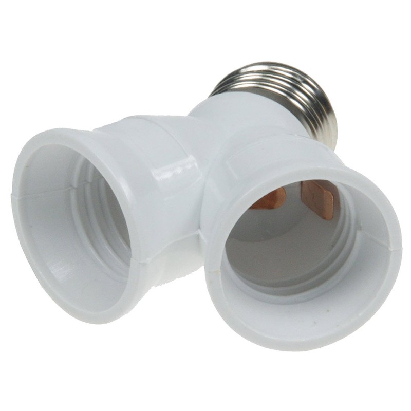 2-Way E27 Socket Y-Adapter Plastic 1x E27 to 2x E27