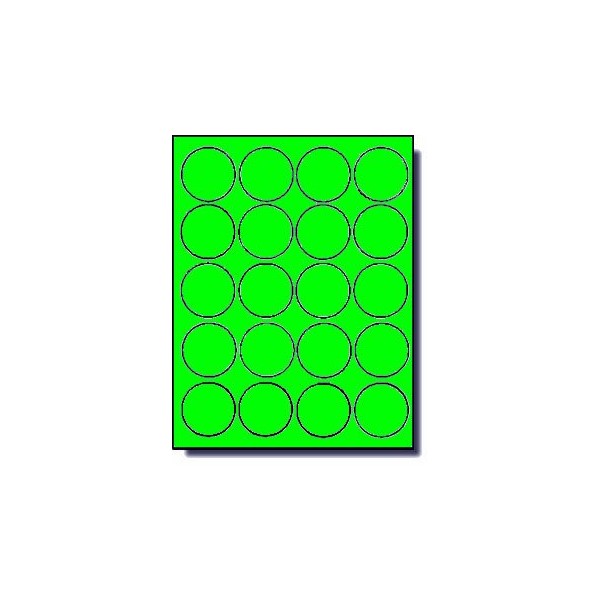 2,000 Label Outfitters® 2 inch Diameter Round Fluorescent Neon Green