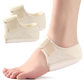 Heel Cups for Heel Pain, Heel Protectors, Heel Cushion Support for Women and Men (Large, Beige)