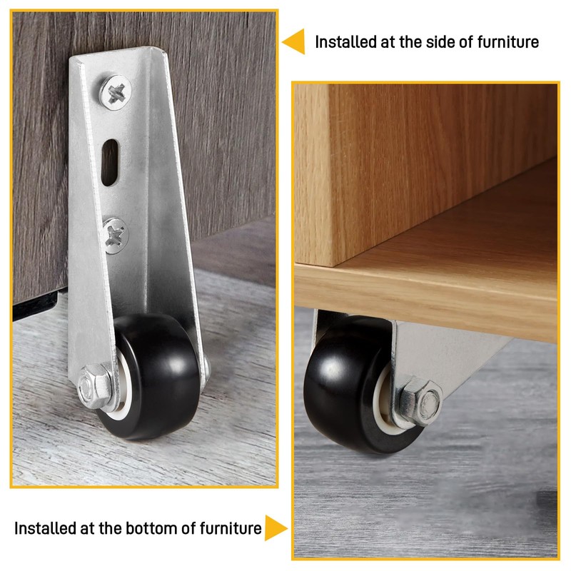 0.9-inch 2PCS Quiet Rubber Caster Wheels, Rolling Casters with Vertical