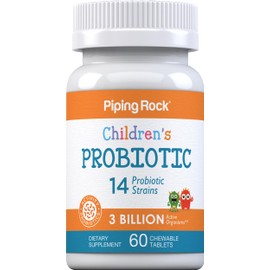 Piping Rock Childrens Probiotic-14 | 60 Chewable Tablets | Berry Flavor | 3 Billion Active Organisms | Non-GMO, Gluten Free Kids Supplement
