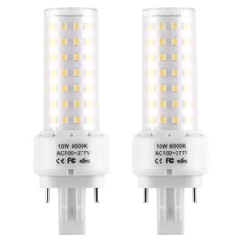 Lidesheng GX23-2 Base LED Light Bulb Plug and Play,6000K Cool White 2Pin LED PL Bulb, 13W 18W CFL Equivalent, Ballast Compatible (Cool White, 10W 2pcs)