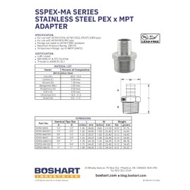 Stainless Steel Pex x Male 3/4"