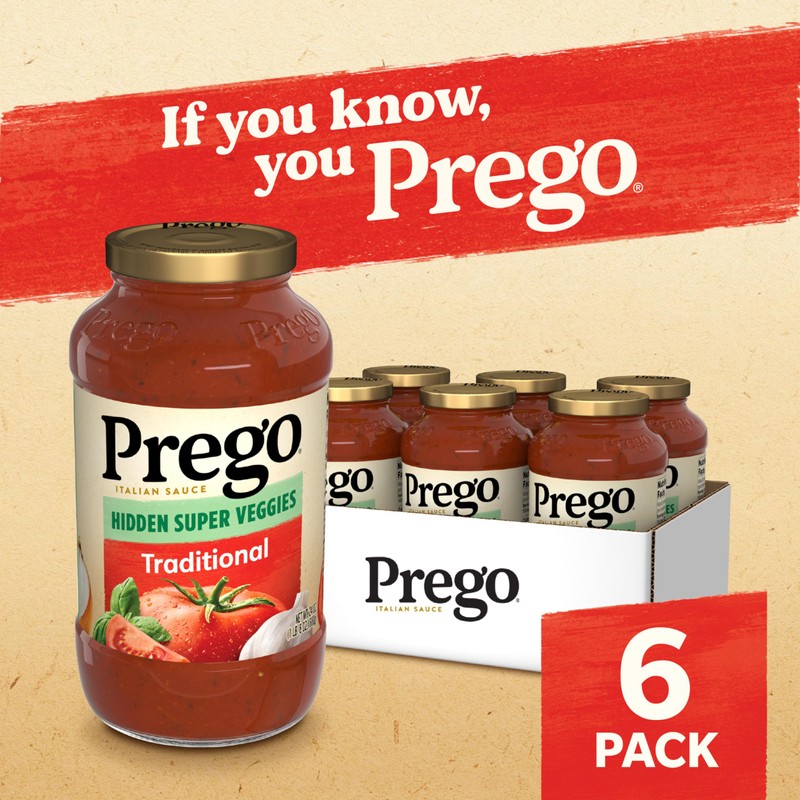 Prego Hidden Super Veggies Traditional Pasta Sauce, 24 Oz Jar