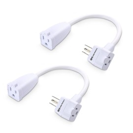 [ETL Listed] Cable Matters 2-Pack 2-Outlet Short Extension Cord - 1ft, 13A/1625W, Pigtail Extension Cord with Extra Socket on Plug, (Outlet Saver, Short Power Splitter Cable), White
