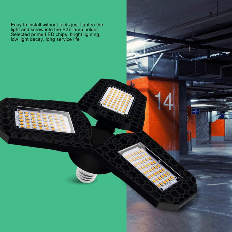 E27 LED Ceiling Lamp Mining Lamps 60W Three Leaves Folding