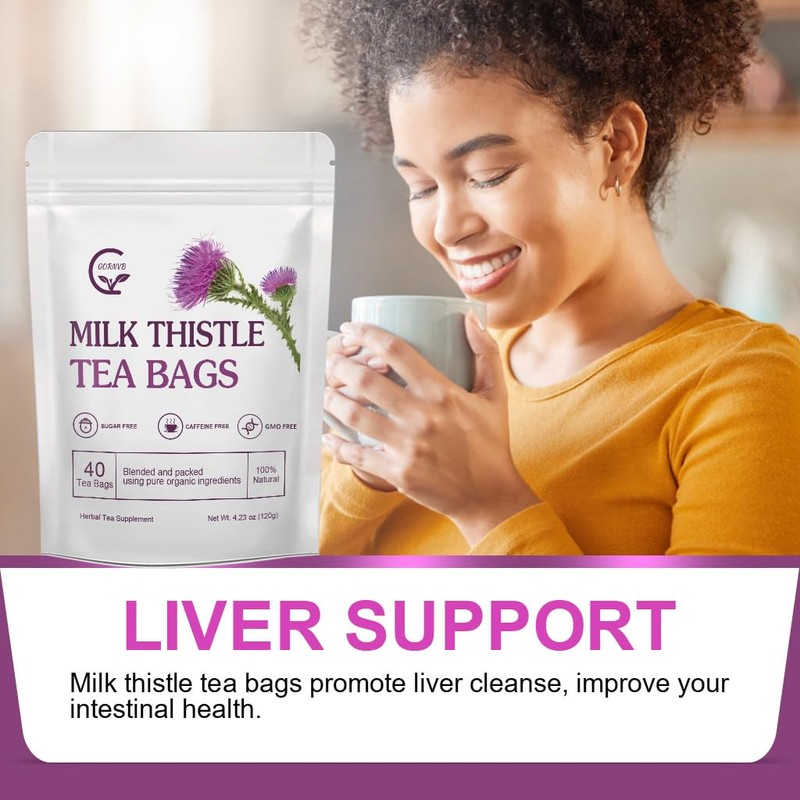 Organic Milk Thistle Tea Bags, 40 Teabags, 3g/Bag - Supports