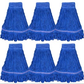 Commercial Mop Head Replacement 6 Pack, Heavy Duty Cotton Mop Heads, Super Absorbent & Washable Floor Cleaning Mop Refills for Cleaning Services, Offices & Home Use
