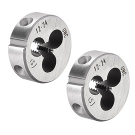 uxcell 2pcs 12-24 UNC Round Die Machine Thread Right Hand Threading Die