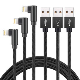 Hi-Mobiler Fast Charging Cable, 3ft Right Angle Cable,3 Pack Nylon Braided Fast Speed Data Sync Charging Cord Powerline Compatible with Phone 13/12/11/Pro/Xs Max/XS/XR/7/7Plus/X/8/6/SE(Black, 3FT)