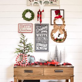 DearHouse 16 x 8 Inch Lighted Christmas Wreath Decoration, Grapevine Wreath with Hat and Bow Snowman Shape Wreath for Front Door Home Garden Wall Decor