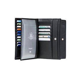 Samsonite Deluxe RFID Leather Wallet with 17 x Credit Card Holder, Black, 17cm