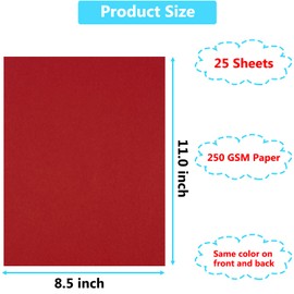 25 Sheets Red Cardstock Paper 8.5 x 11 inches, 250 GSM/92 lb Thick Card Stock Paper for DIY Christmas Cards, Scrapbook Paper Cardboard Paper for Crafts