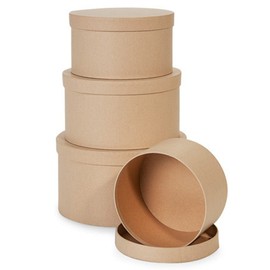 NW Matte Kraft Pinstripe Round Nested Boxes - 4 Piece Set - 4 Sets