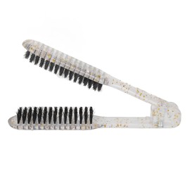 Double Sided Brush Clamp Ergonomic Handle Anti Static Nylon Hair Straightening Splint Brush Transparent