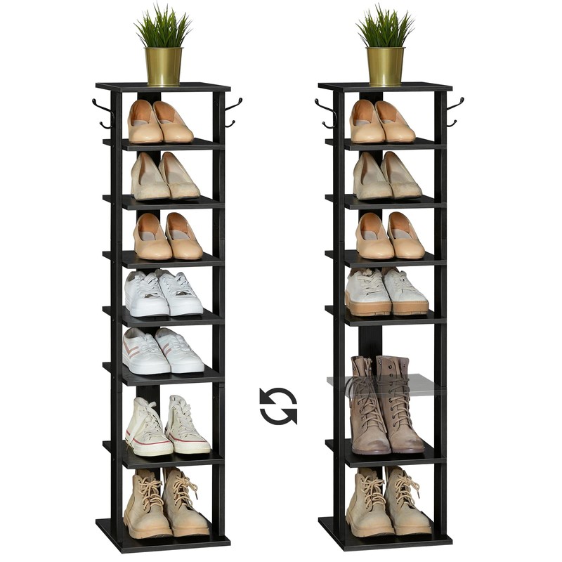 HOOBRO 8 Tiers Vertical Shoe Rack, Wooden Shoe Storage Organizer